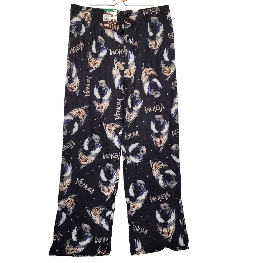 Marvel Venom Pattern Men's Sleep Pants With Elastic Waist & Drawstring  X-Large